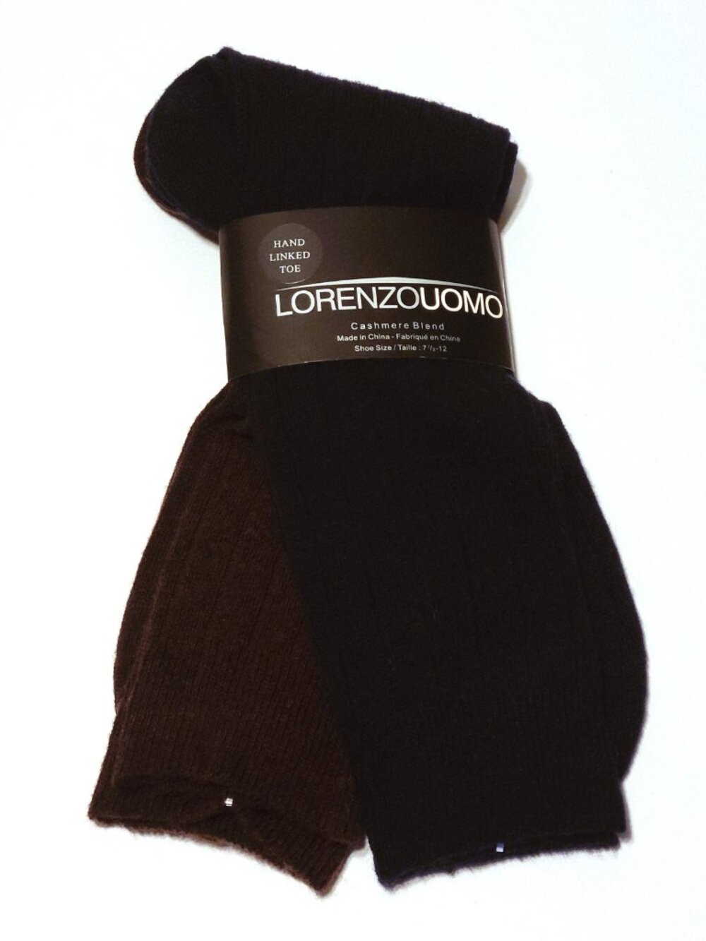 Lorenzo Uomo Men's Cashmere Blend Ribbed Blue Brown Shoe Size 7.5-12 2-Pack